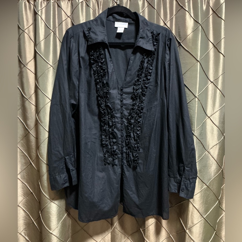 EUC- Soft Surroundings Ruffle Front 100% Cotton Blouse